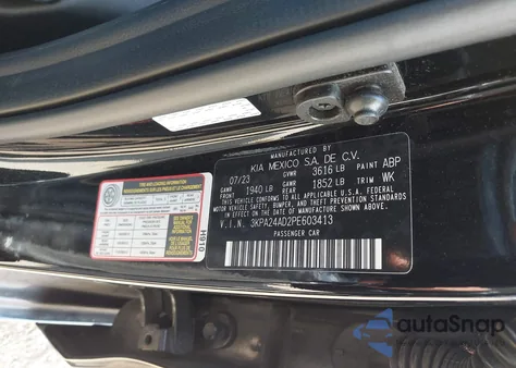 2023 Kia Rio Lx from USA, damaged, VIN 3KPA24AD2PE603413